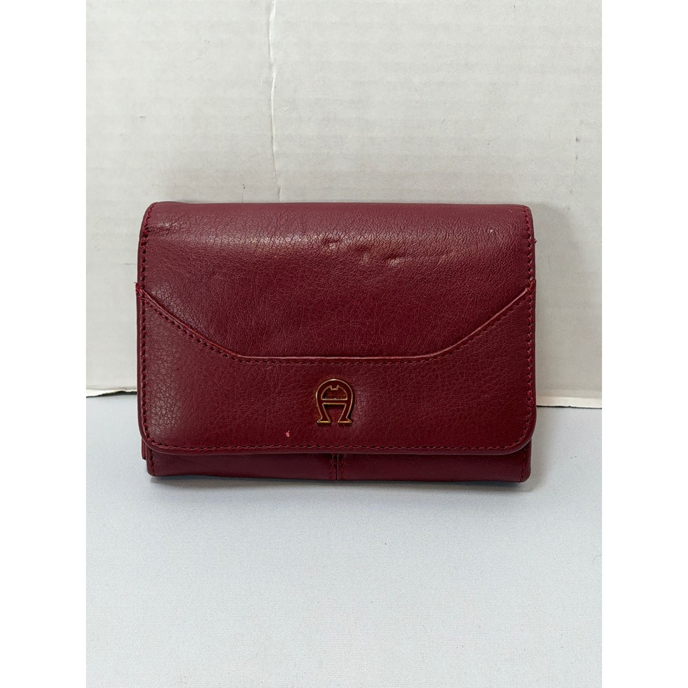 Vintage Etienne Aigner Wallet Women's Burgundy Leather Trifold Logo
